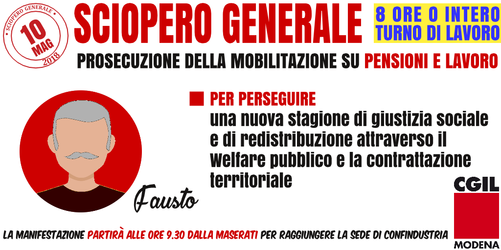 SCIOPERO PROVINCIALE CGIL IL 10 MAGGIO. I TEMI DEL LAVORO AL CENTRO